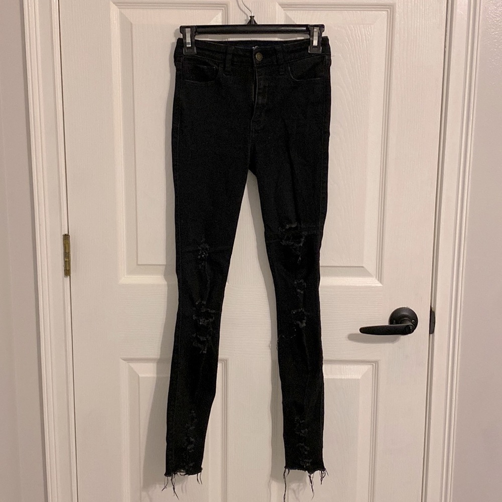 Hollister Black Jeans, size 24”W x 30”L, High Rise Super Skinny Classic Stretch